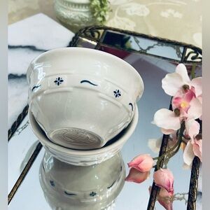 Set of 2 Longaberger Woven Traditions Classic Blue 4.25" Dessert Bowls, Retired